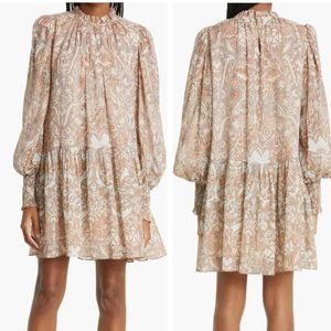 NWT Ulla Johnson Maja Long Sleeve Chiffon Minidress